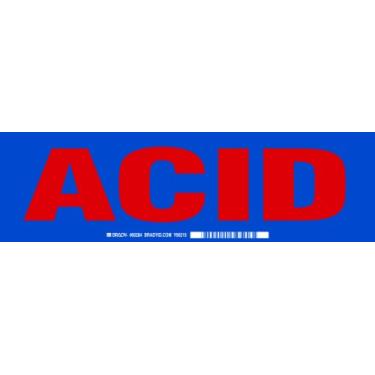Imagem de Brady 60284, etiqueta de armário, 8,5 cm de altura x 30,5 cm de largura, vermelho sobre azul, legenda "Acid" (1 por pedido)