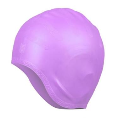 Imagem de Touca Natação Silicone Profissional Unissex Protetor Ouvido Orelha Cabelo touca de natação para Piscina e Mar(roxo A)