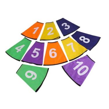 Imagem de Generic 10 numeradas para cones de treinamento, em poliéster, ideais para treinamento de agilidade e futebol. Fáceis de instalar para jogos de futebol