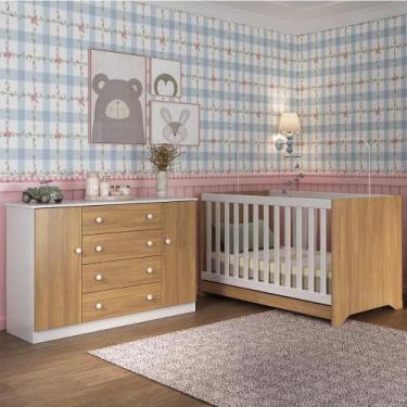 Imagem de Berço Americano 3 em 1 com Cômoda 2 Portas 4 Gavetas Encanto Multimóve