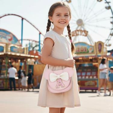 Imagem de Mini bolsa transversal com letra A e laço decorativo bolsa de ombro ajustável para mulheres, viagens, festa, uso diário, rosa, Medium