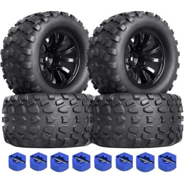 Imagem de 2.8 RC Monster Truck Tires and Wheels 12mm Hex for 1/10 ARRMA Rustler Stampede VXL Hoss 4x4 Redcat Volcano Epx Pro Monster Truck Models(Black)
