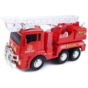 Imagem de Caminhão de Bombeiro a Pilha com Movimento, Sirene e Luzes, Fire Truck, 24x13x8cm, 3 Pilhas Inclusas