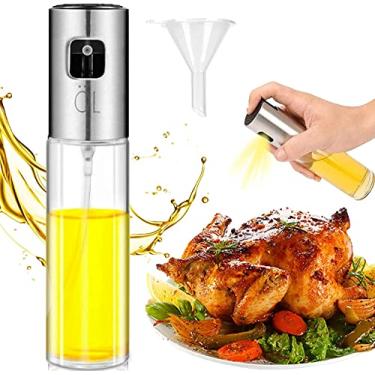 Imagem de LayYun Dispensador de óleo de oliva para cozinhar, spray de óleo de vidro de grau alimentício, frasco de vinagre transparente, dispensador de óleo de 100 ml para churrasco/fazer