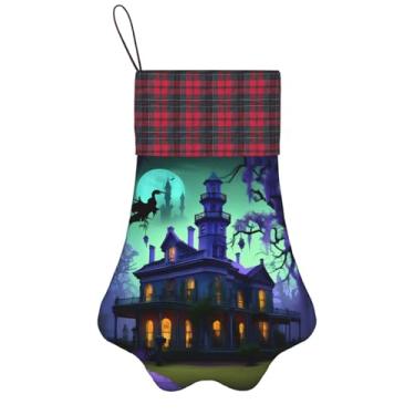 Imagem de SKKNT Black Haunted Mansion Print Meias de Natal Animais de Estimação Decoração de Natal Cães Gatos Árvore Decoração Doce Presente Conveniente