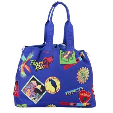 Imagem de Bolsa Farm Carioca Patch Rio Cor Azul Transversal Original