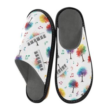 Imagem de Piano Keys Sapatos masculinos para casa com notas musicais, espuma viscoelástica lavável, para uso ao ar livre, tamanho 4-5, Notas musicais de teclas de piano, 9-10