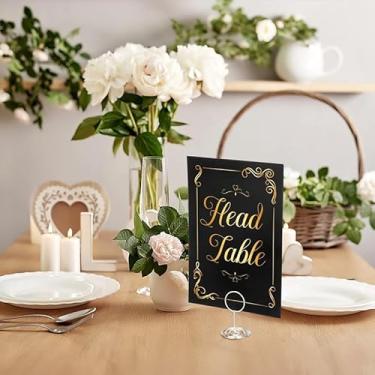 Imagem de Números de mesa de casamento pretos 1-30 decorações de centro de mesa 10 x 15 cm cartões de números e cartão de mesa de cabeça incluído - 1 conjunto