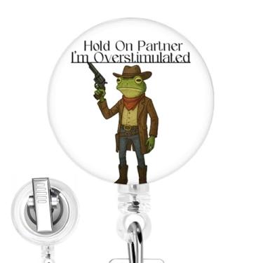 Imagem de Carretel de crachá Hold on Partner, I'm Overstimulated Frog Nurse - Clipe retrátil de crachá para estudantes de enfermagem e equipe médica