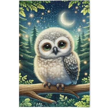 Imagem de Quebra-cabeça personalizado de coruja fofa de 1000 peças para adultos divertidos elefantes brancos presentes paisagem paisagem arte animal, 75 x 50 cm