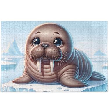 Imagem de Quebra-cabeça com estampa de animais de morsa fofa, 500 peças para adultos, jogos, presentes tecnológicos, para a família, impressão personalizada de arte animal, 52 x 37,8 cm