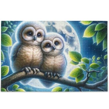 Imagem de Quebra-cabeças florais personalizados com corujas e pássaros, 500 peças, presentes para amantes de quebra-cabeças, quebra-cabeça de arte animal, 52 x 37,8 cm