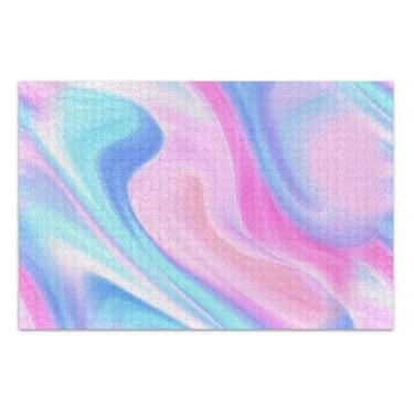 Imagem de Quebra-cabeça adulto 1000 peças pastel macio mármore fluido elefante branco divertido jogo de arte Prime puzzle jogo de arte, 29,5 x 19,7 polegadas