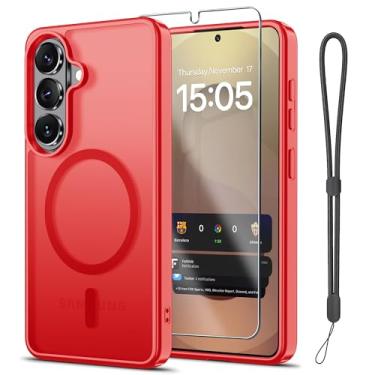 Imagem de Janmitta Capa magnética para Samsung Galaxy S26, com protetor de tela, compatível com MagSafe, proteção contra quedas de grau militar, capa de telefone fosca translúcida fina à prova de choque