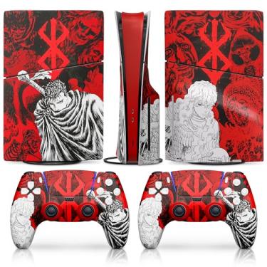 Imagem de PS5 Slim Skin Anime with PS5 Controller Skin Anime Style Set - Dark/Red Warrior HD Print with Matte Finish, Cool Design & Precise Fit - Scratch-Resistant PlayStation 5 Skins for Console & Controllers