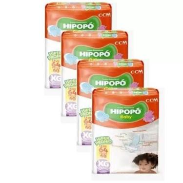 Imagem de Fralda infantil Hipopo 4 Pacotes Hiper Tamanho XG - 256 Unidades