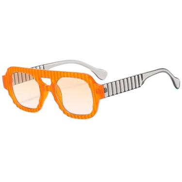 Imagem de Óculos de Sol Femininos e Masculinos Candy Colors com Ponte Dupla e Proteção UV400 para Esportes ao Ar Livre, Corrida e Ciclismo, Laranja