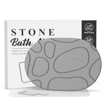 Imagem de Cenepor Tapete de banho de pedra Terra de diatomáceas: tapete de chuveiro antiderrapante super absorvente, tapete de banheiro de secagem rápida, fácil de limpar e tapetes de diatomita inodoro para