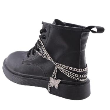 Imagem de Botas góticas para decoração de sapatos com pingentes de estrelas cruzadas estilo punk hip hop, Medium, Metal, Sem Pedra Preciosa