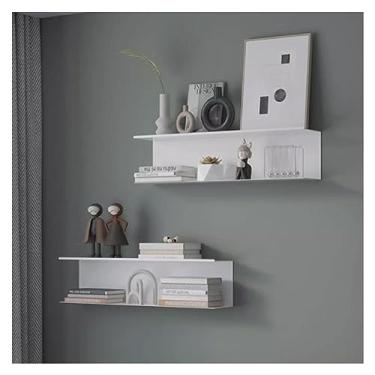 Imagem de Prateleiras flutuantes, 2 peças, prateleiras de parede flutuantes de metal, 80 cm, prateleiras de chuveiro, prateleiras de parede com parafusos, prateleiras flutuantes de livros para decoração de