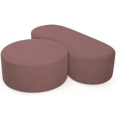 Imagem de Kit Puff Redondo Lola e Puff Recamier Orgânico Orbit W01 Suede Rosê - Lyam Decor
