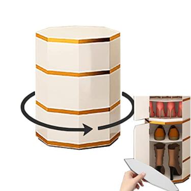 Imagem de Armário de sapatos, suporte giratório para sapatos, organizador de armazenamento com cubo superior, organizador de armazenamento com prateleiras abertas, suporte de sapatos para armário estreito