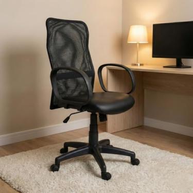 Imagem de Cadeira Escritório Ergonômica Giratória Executiva NR17 Home Office Secretária Diretor Anatômica Ajuste Altura Rodízios