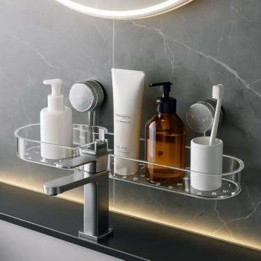 Imagem de prateleira de ventosa sem perfurar, organizador de pia banheiro, suporte de cozinha sem danificar paredes