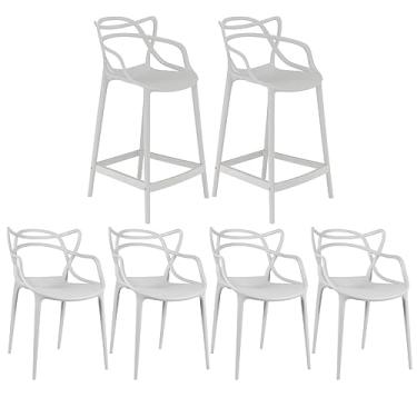 Imagem de Loft7, Kit 4 cadeiras + 2 banquetas médias Masters Allegra