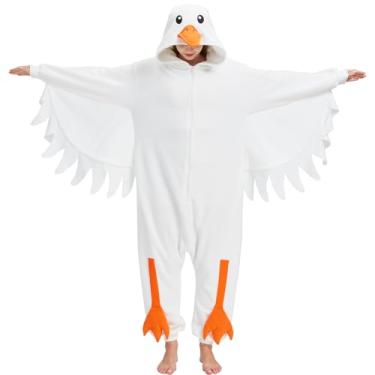 Imagem de YEKRUTCOS Macacão de ganso adulto fantasia de Halloween pijama cosplay de uma peça para mulheres e homens
