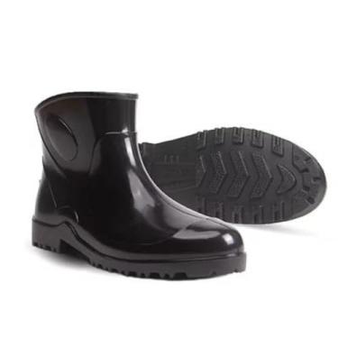 Imagem de Bota Galocha Borracha Pvc Forrada Cano Curto Açougue Limpeza (Preto, 39)