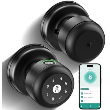 Imagem de Fechadura de porta com impressão digital, maçaneta inteligente com aplicativo, fechadura de porta de entrada sem chave com alça