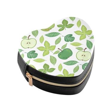 Imagem de Burbuja Caixa de joias em forma de coração de frutas verdes, mini estojo de viagem para mulheres e meninas, organizador portátil de armazenamento para brincos, anéis, colares e pulseiras