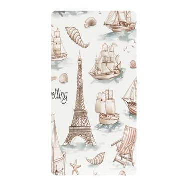 Imagem de Blueangle Lençol de berço padrão para berço infantil - Lençóis de algodão macio e respirável com estampa de paisagem de viagem (285)