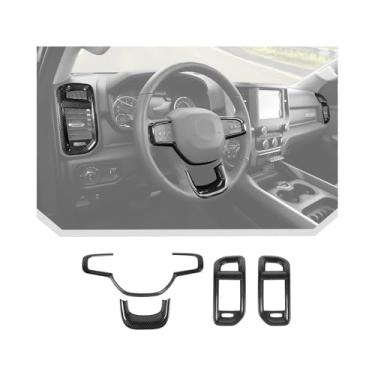 Imagem de JeCar 4 peças para Dodge Ram 2019-2026 Acessórios de acabamento interno de fibra de carbono - Kit de acabamento de tampa de ventilação do painel, para atualização interna Ram 1500 2500 3500