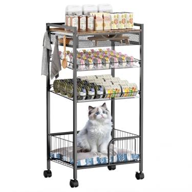 Imagem de Organizador de comida para gatos, comida enlatada multifuncional e carrinho de armazenamento para cama de gato, ajuste manualmente o tamanho da lacuna, armazene tamanhos de latas adequados, usado para