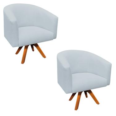 Imagem de Poltrona Decorativa Giratória MM30 Kit 2 Stella Linho Cinza Claro D03 - D'Rossi