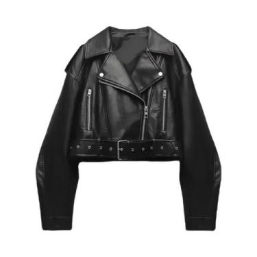 Imagem de Jaqueta Moto Feminina Oversized Vintage Em material sintético, Solta, 