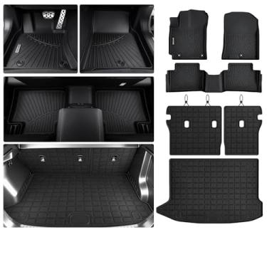 Imagem de Tapetes para Hyundai KONA 2018 2019 2020 2021 2022 2023 (sem modelo elétrico) com forro de carga, forro de proteção TPE para todos os climas com tapete de porta-malas cobrindo o encosto, 6 peças