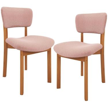 Imagem de Kit 02 Cadeiras Para Sala De Jantar Cozinha Living Estofada Dara L02 Bouclê Rosê - Lyam Decor
