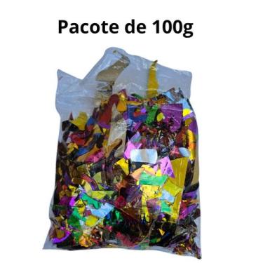 Imagem de Confete Chuva Metalizada Picado pacote 100g Festa Carnaval - sm decora