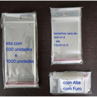 Imagem de Sacola plástico transparente atacado 500un com aba e com furo Revenda 