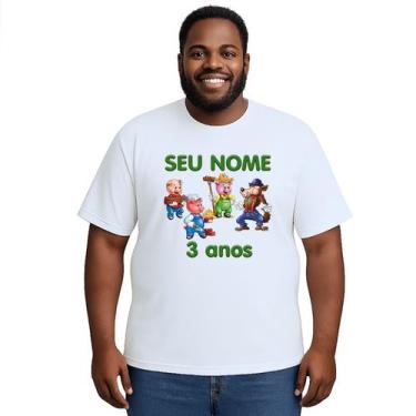 Imagem de Camiseta Lobo Mau Três Porquinhos Personalizada - Use P4, Branco, Plus