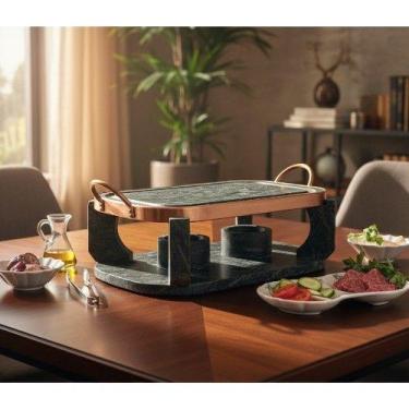 Imagem de Chapa Oval de Pedra Sabão Gourmet Fondue Grande 31 cm - São José