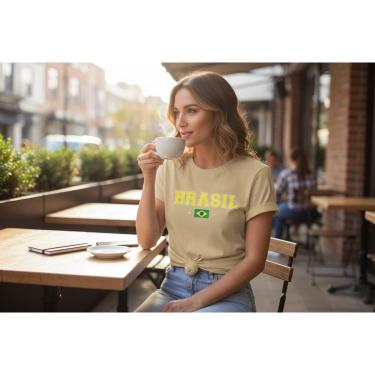 Imagem de Camiseta Feminina T Shirt Brasil Copa 2026 Jogos Malha Algodão Leve do P ao G1-Feminino