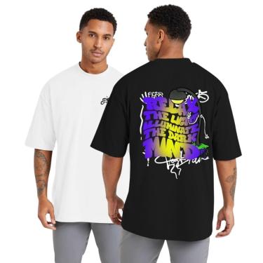 Imagem de Kit 2 Camisetas Algodão Oversized para Academia, Esportes e Treino Diário, Gola Redonda-Masculino