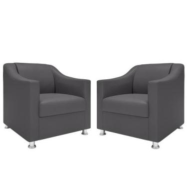 Imagem de Kit 2 Poltronas Killa Para Recepção Consultório Barbearia - Móveis Maf