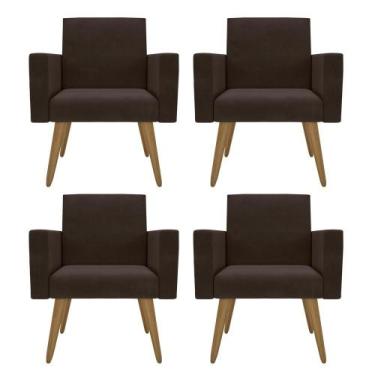 Imagem de Kit 4 Cadeira Para Recepção Barbearia Sala De Espera Lina - Móveis Maf