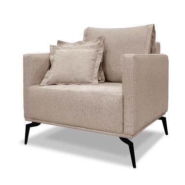 Imagem de Poltrona Sala De Estar Rafaela Linho Fibra Siliconada Bege D'Rossi