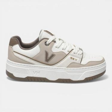 Imagem de Tênis Via Marte Casual Feminino Plataforma Branco com Bege, Branco, Be